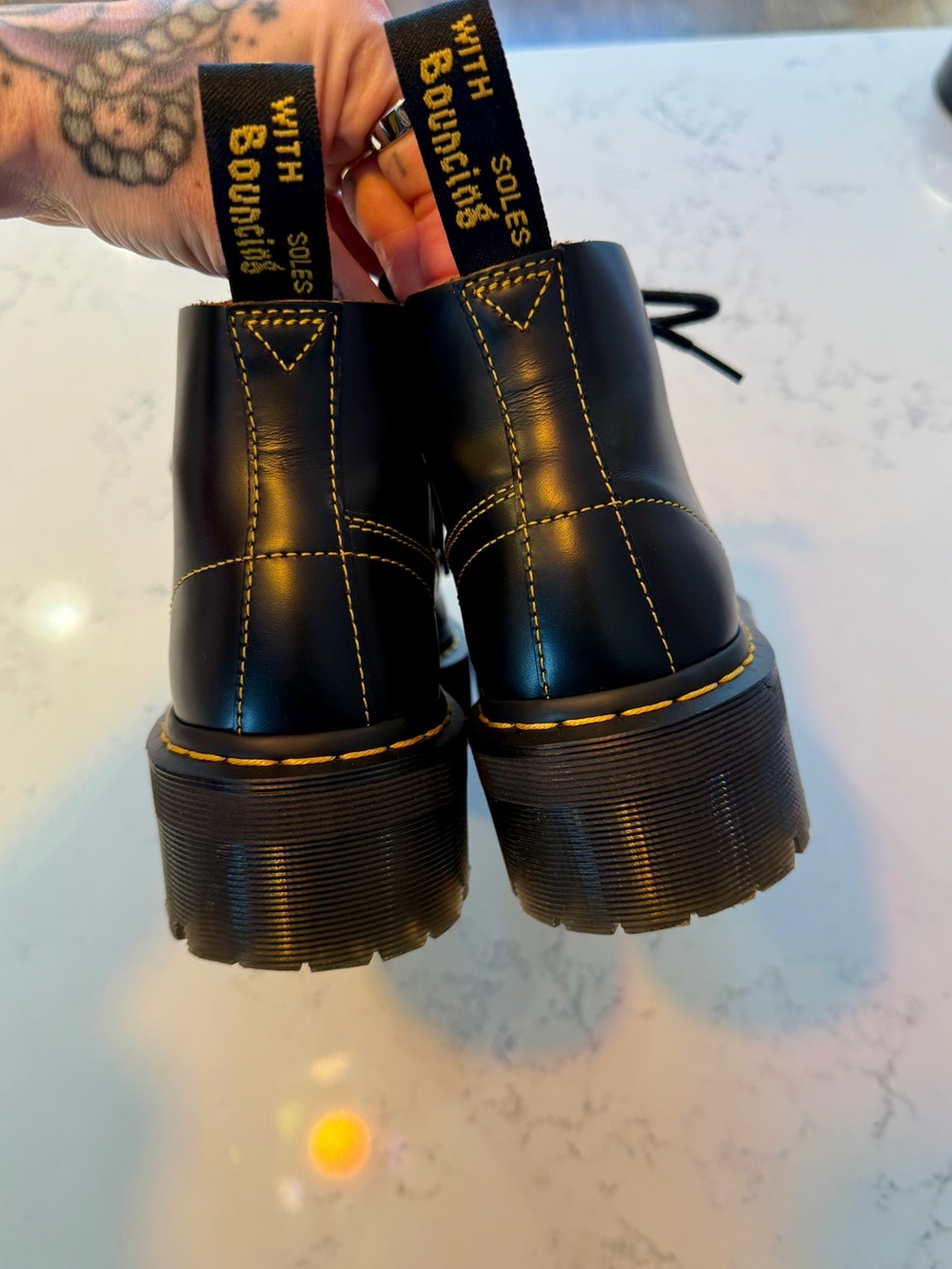 dr. doc martens church platform monkey boots women’s 8 black quad - Picture 7 of 10